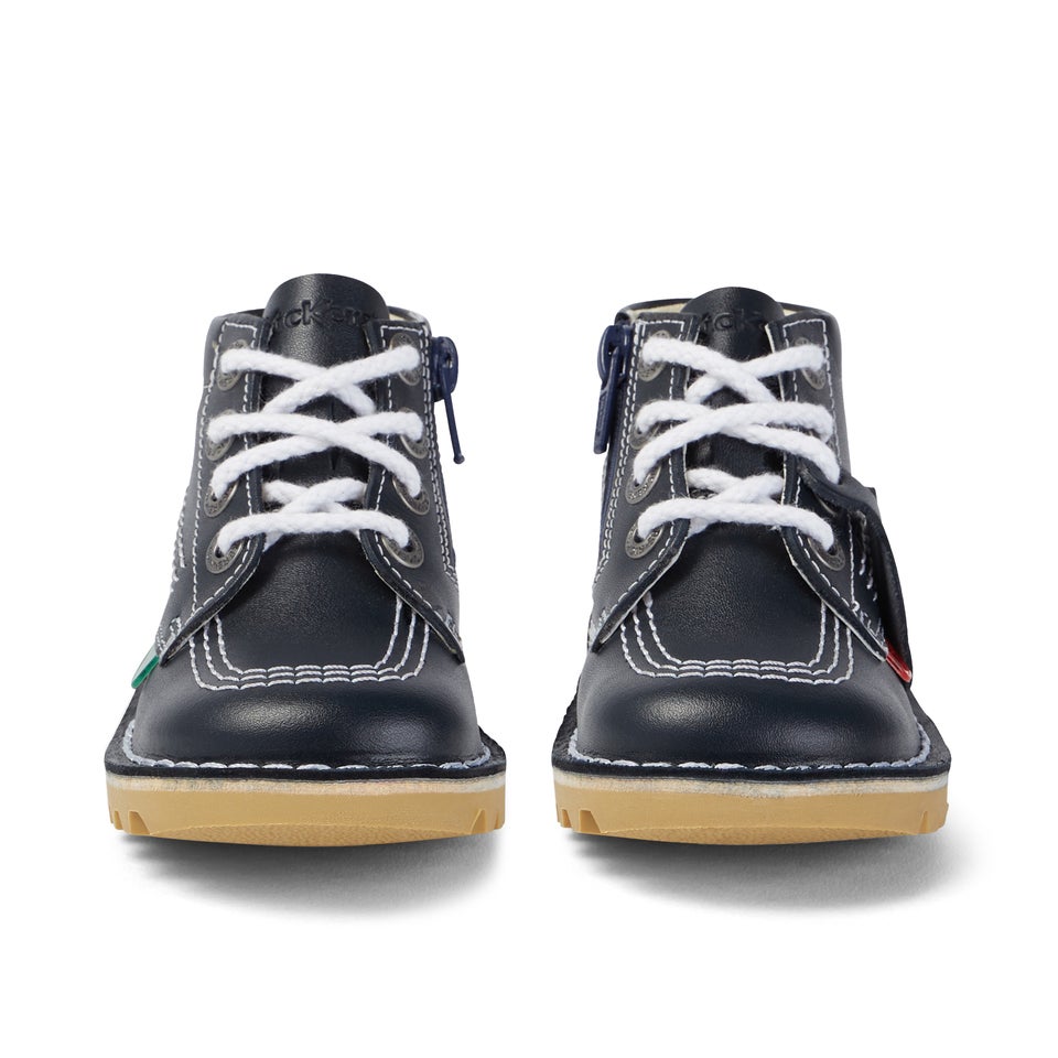 Infant Unisex Kick Hi Zip Leather Navy