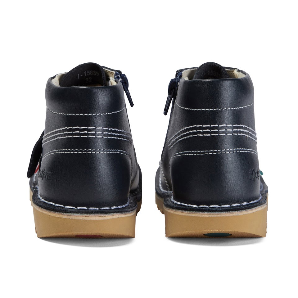 Junior Unisex Kick Hi Zip Leather Navy