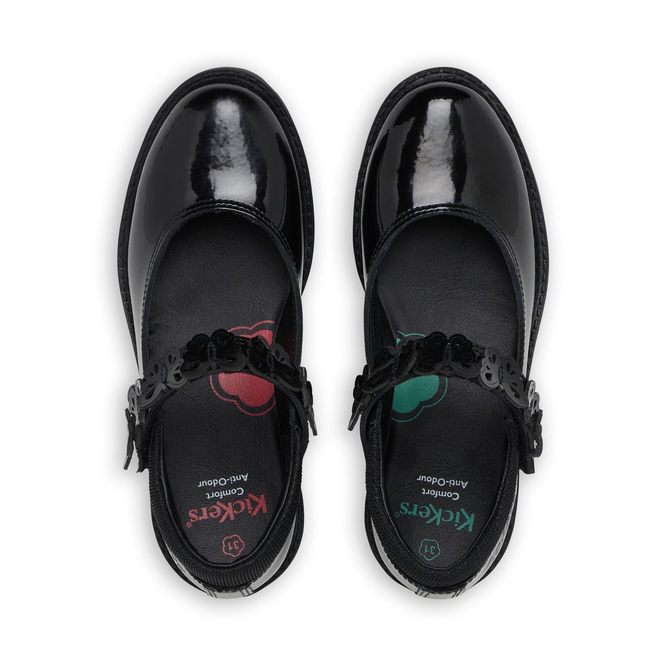 Junior Girls Lachly Butterfly MJ Patent Leather Black