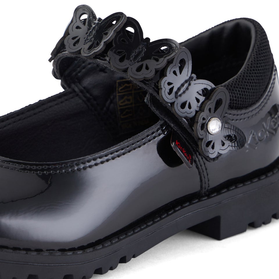 Junior Girls Lachly Butterfly MJ Patent Leather Black