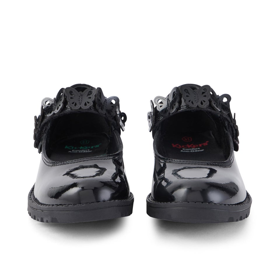 Junior Girls Lachly Butterfly MJ Patent Leather Black