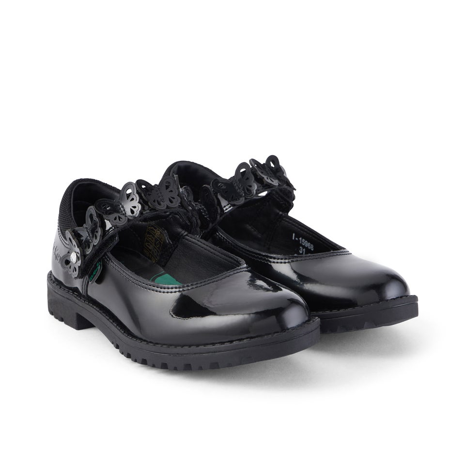 Junior Girls Lachly Butterfly MJ Patent Leather Black