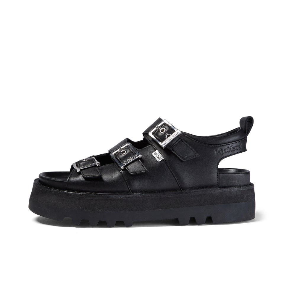 Adult Women's Knox Lo Buckle Leather Sandal Black
