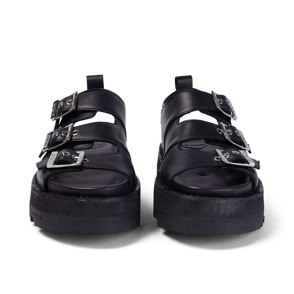 Adult Women's Knox Lo Buckle Leather Sandal Black