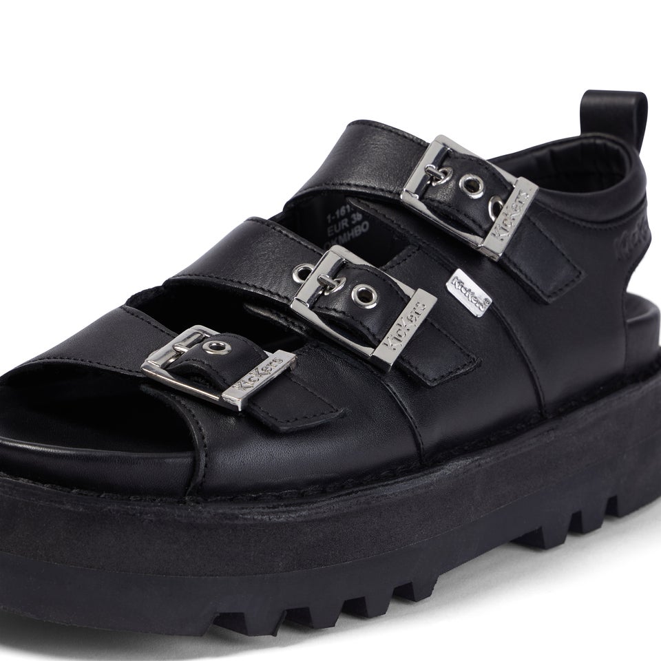 Adult Women's Knox Lo Buckle Leather Sandal Black