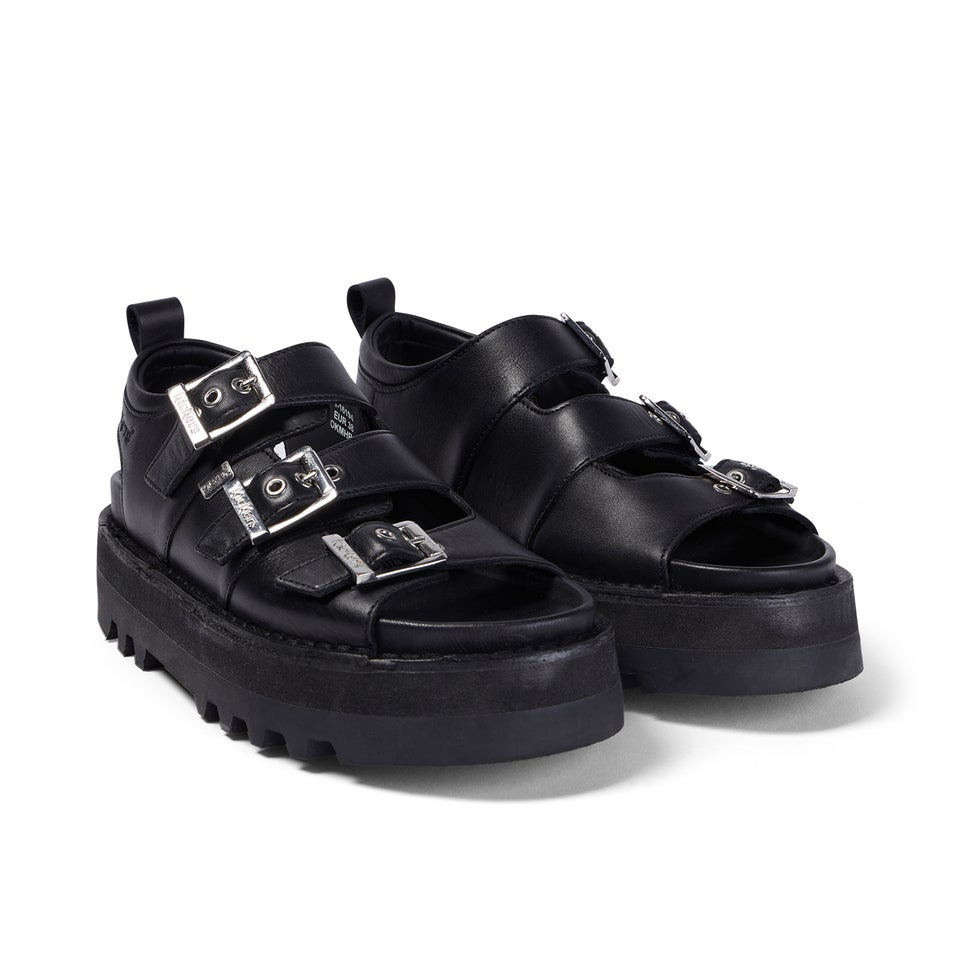 Adult Women's Knox Lo Buckle Leather Sandal Black