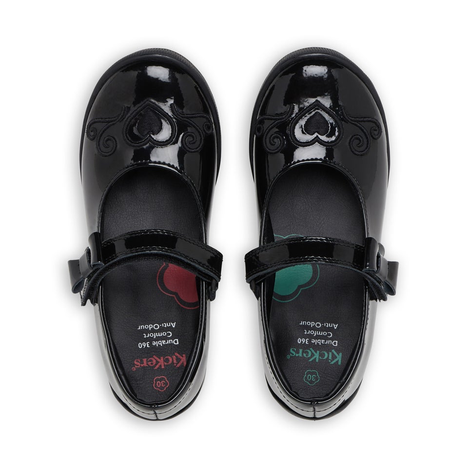 Infant Girls Bridie Heart Mj Patent Leather Black