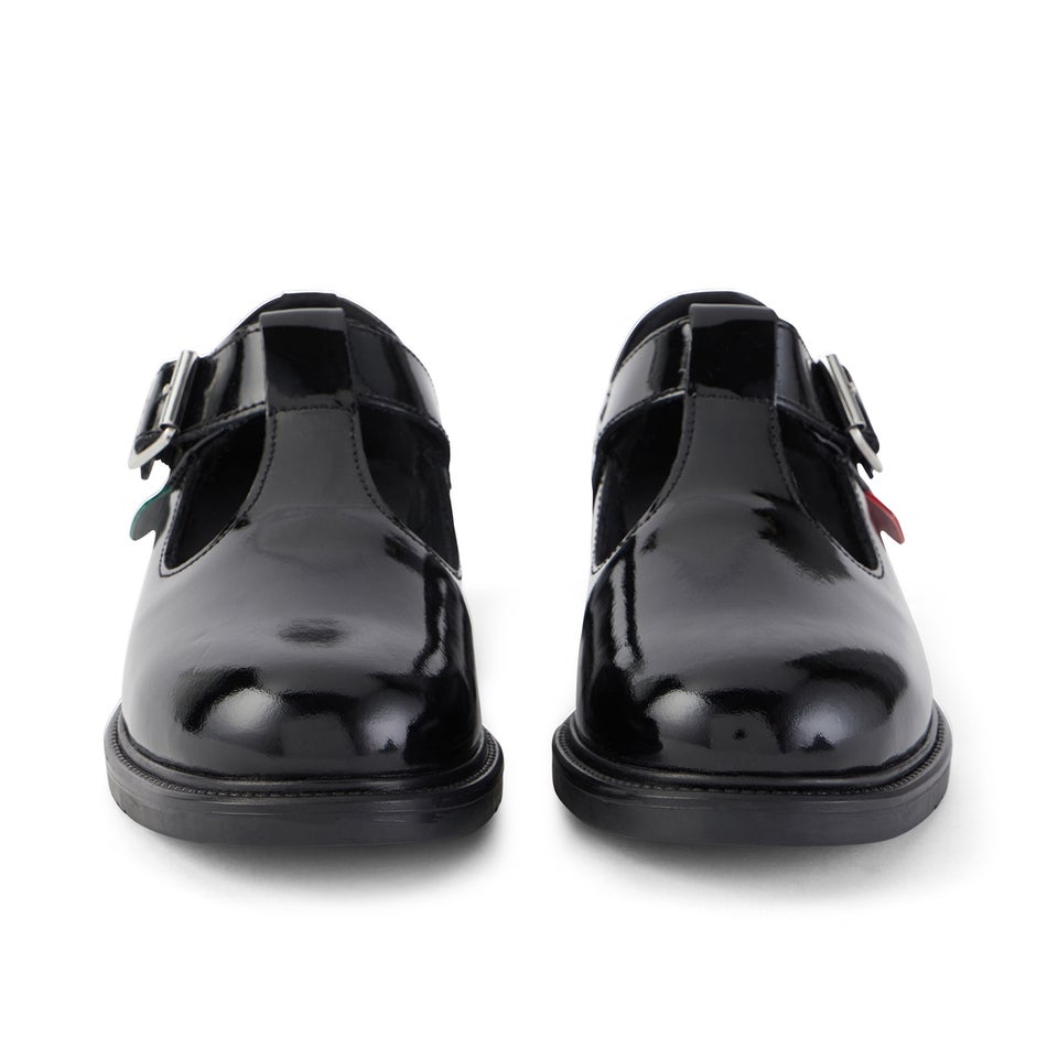 Junior Girls Lach T-Bar Patent Leather Black