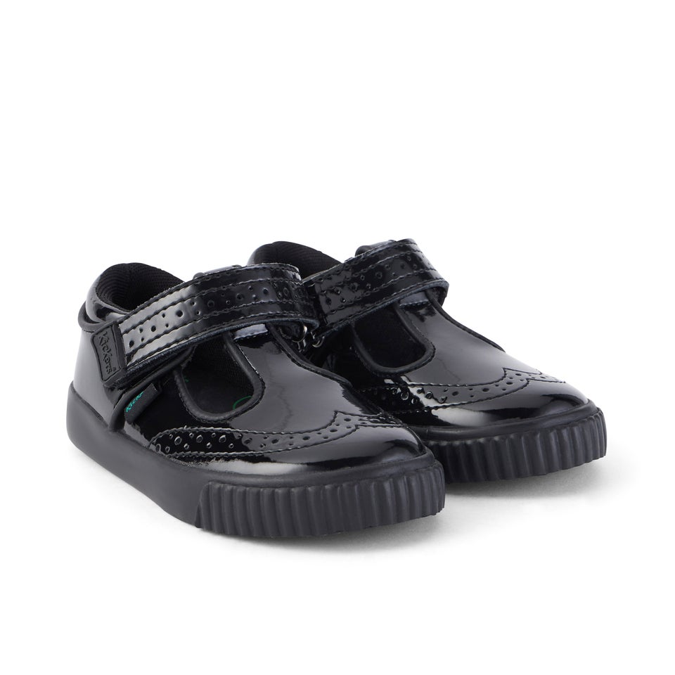 Infant Girls Tovni Brogue T-Bar Patent Leather Black