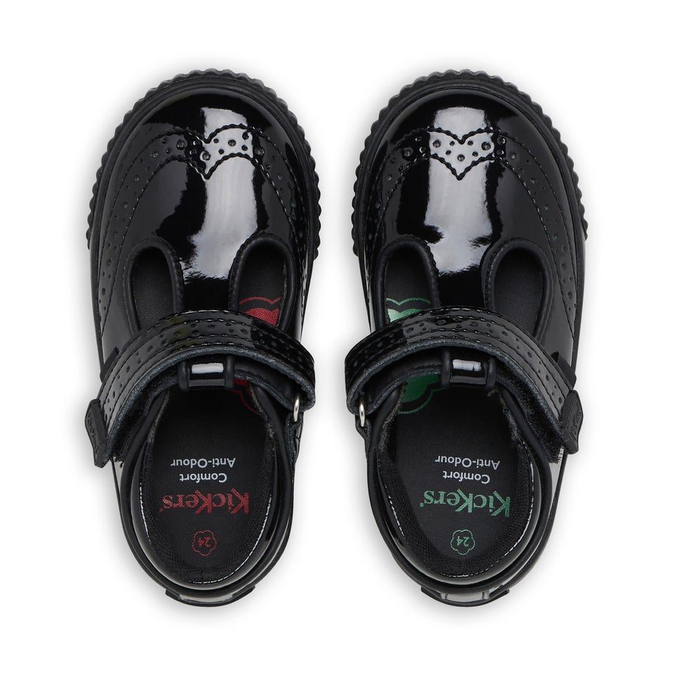 Infant Girls Tovni Brogue T-Bar Patent Leather Black