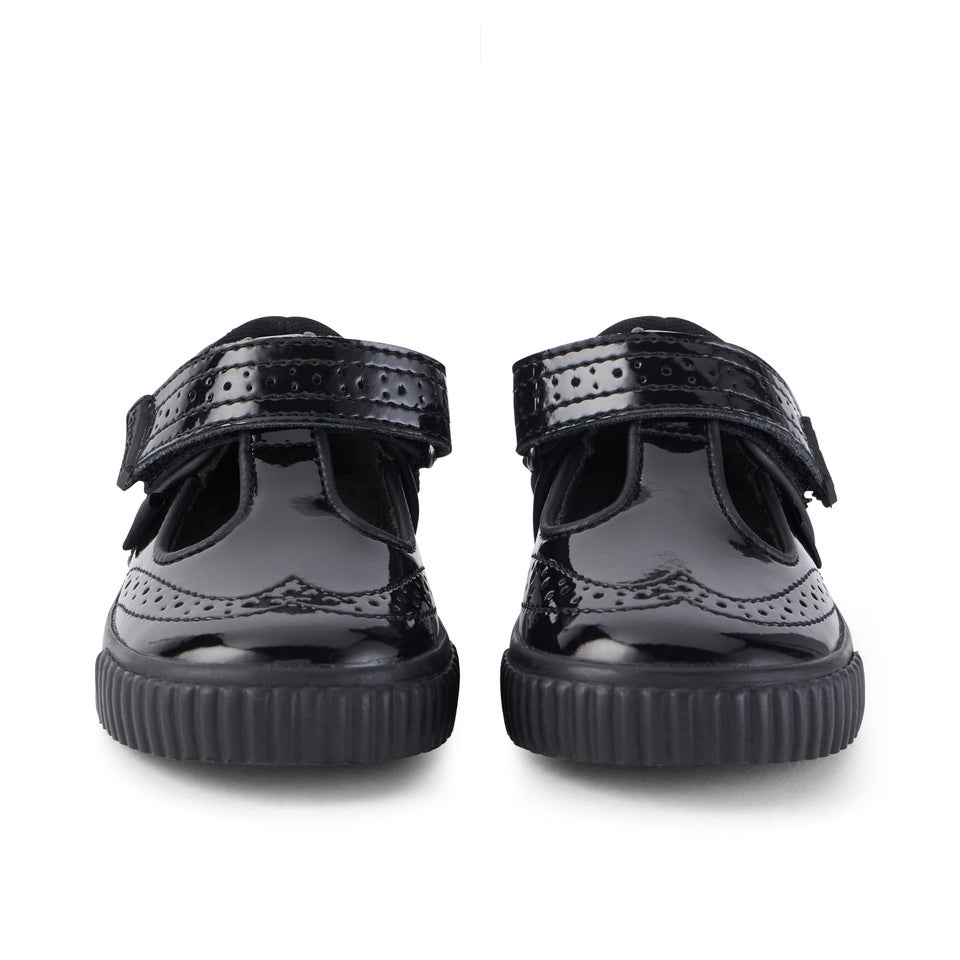 Infant Girls Tovni Brogue T-Bar Patent Leather Black