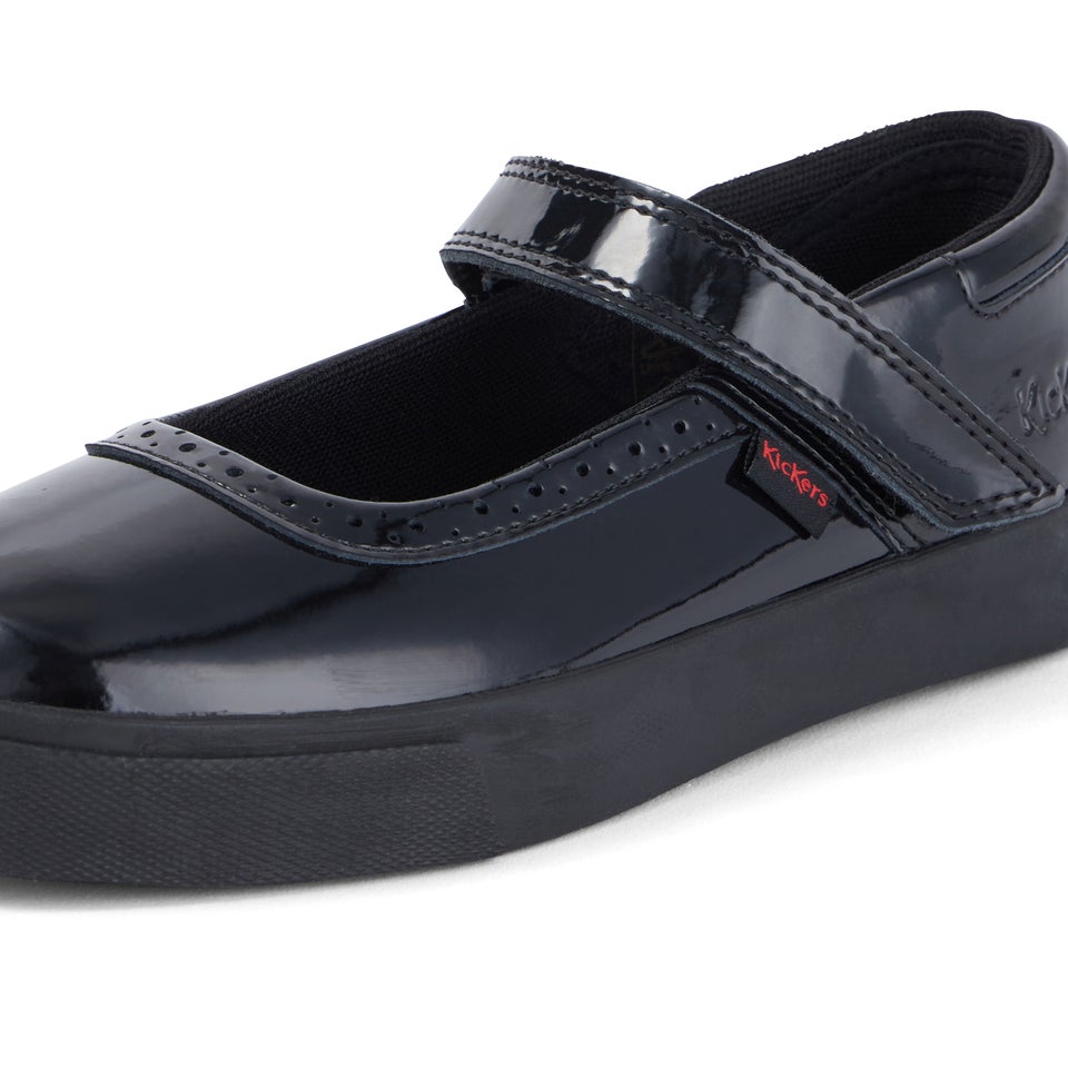 Junior Girls Tovni Brogue MJ Patent Leather Black