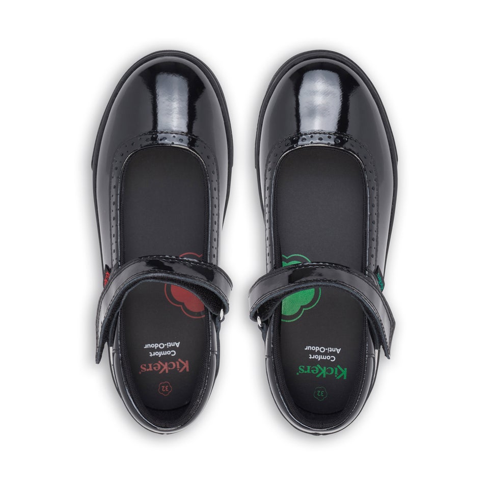 Junior Girls Tovni Brogue MJ Patent Leather Black