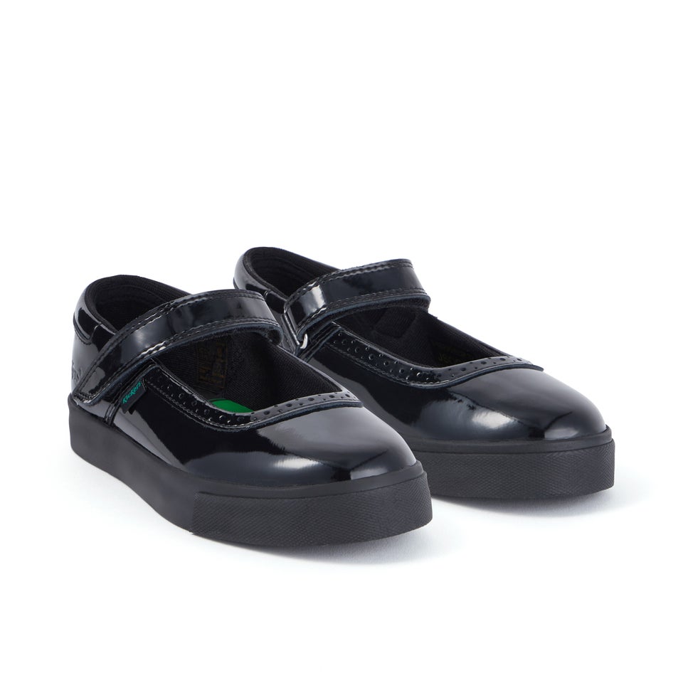 Junior Girls Tovni Brogue MJ Patent Leather Black
