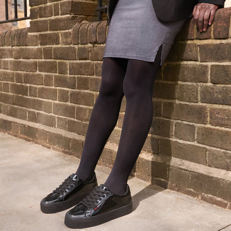 Youth Womens Tovni Stack Patent Leather Black