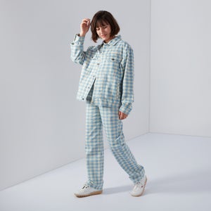 Women's Gingham Demin Jacket Cream - XS