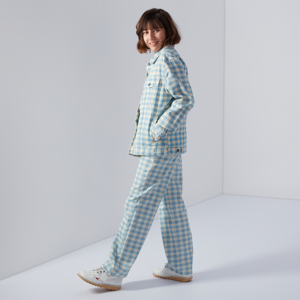 Women's Gingham Demin Jacket Blue