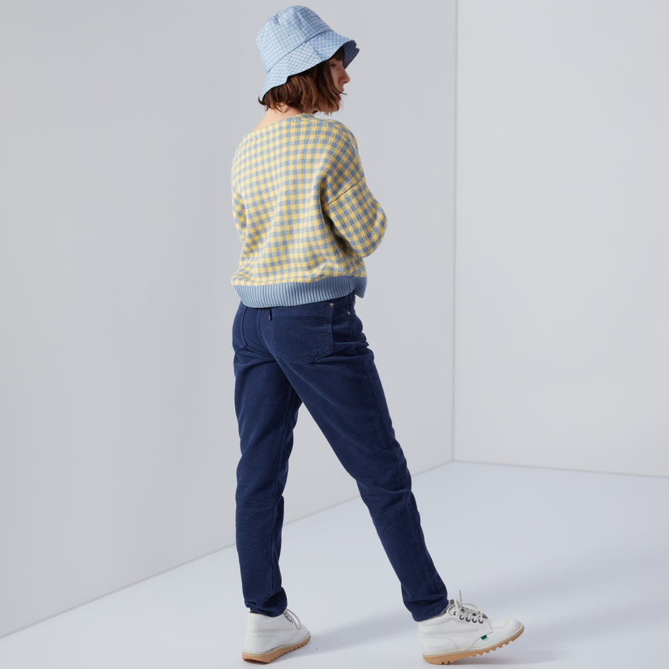 Women's Jacquard Gingham Knit Cardigan Yellow