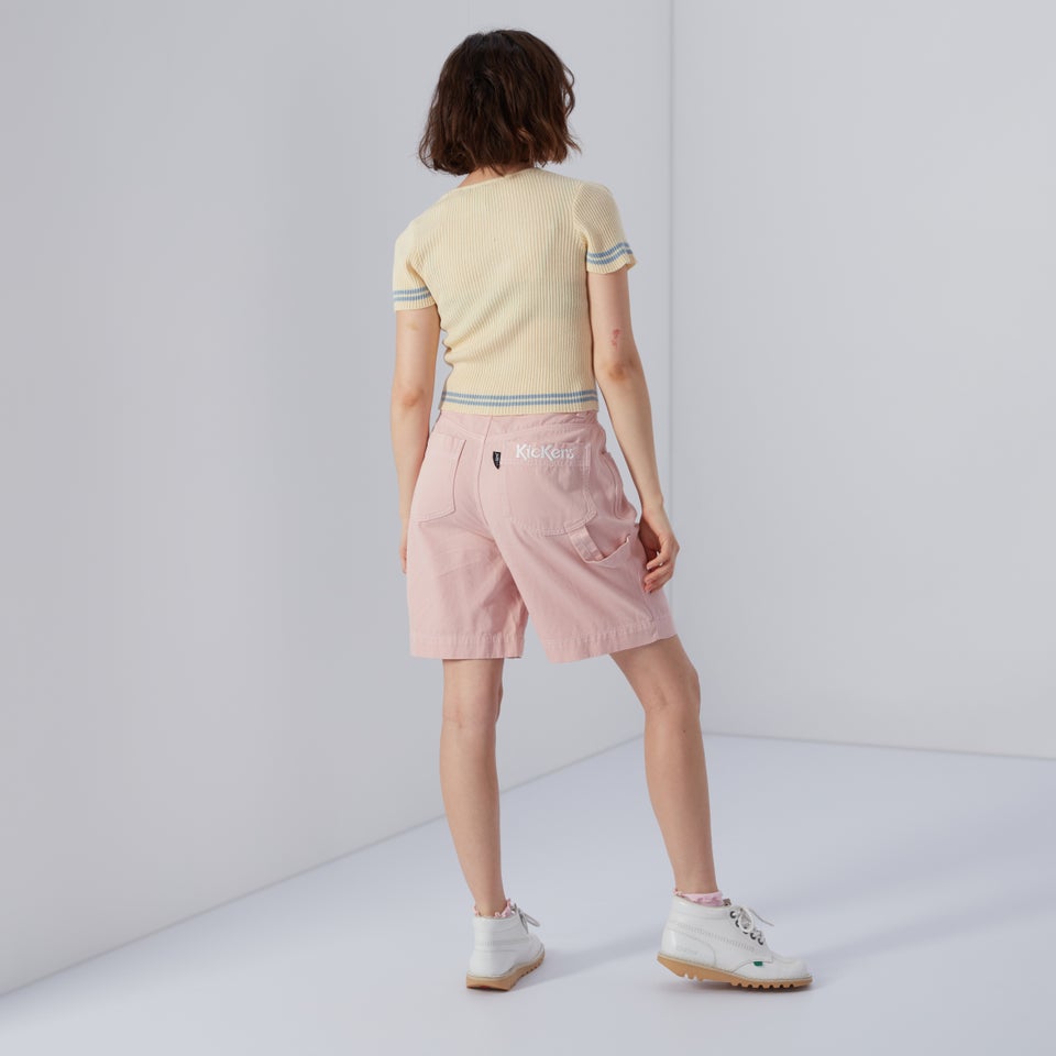 Women's Short Sleeve Rib Knit Top Cream