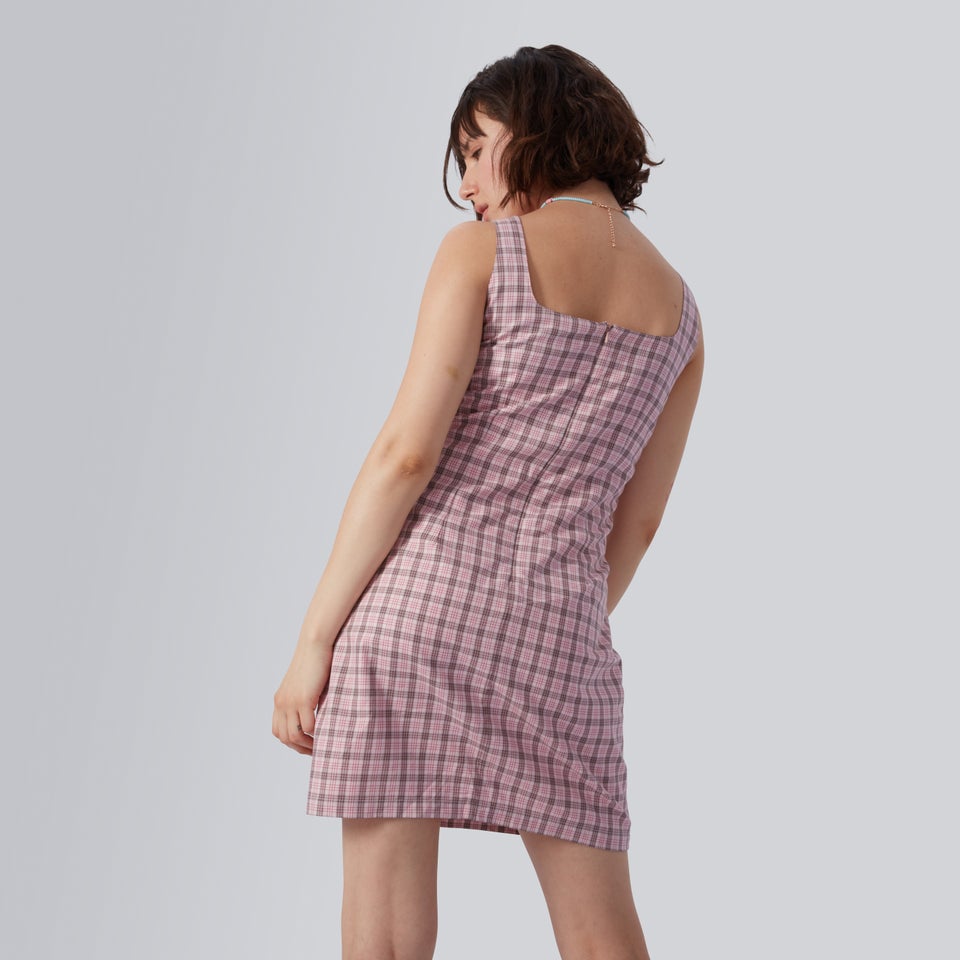 Women's Gingham Mini Dress Pink