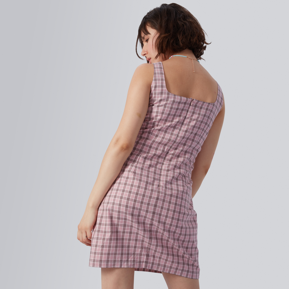 Women's Gingham Mini Dress Pink