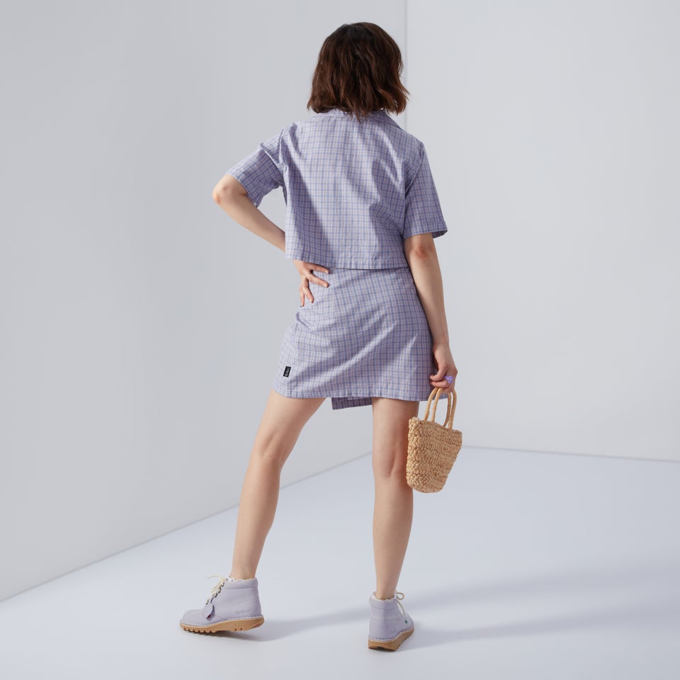Women's Cropped Checked Shirt Lilac