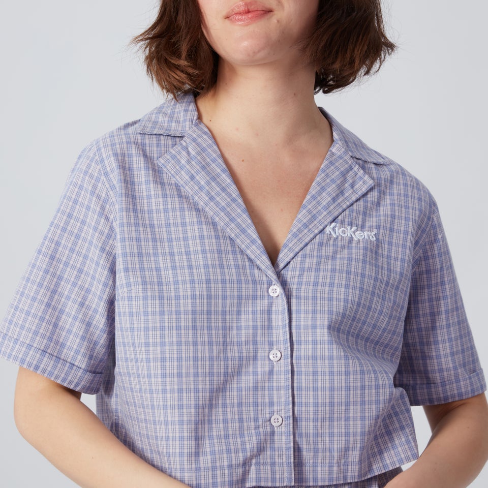 Women's Cropped Checked Shirt Lilac