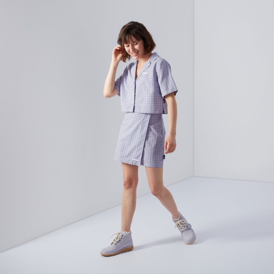 Women's Cropped Checked Shirt Lilac