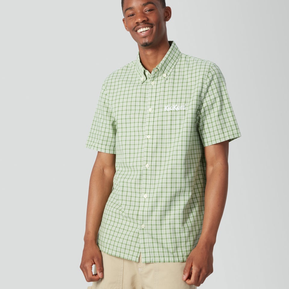 Men's Short Sleeve Check Shirt Green