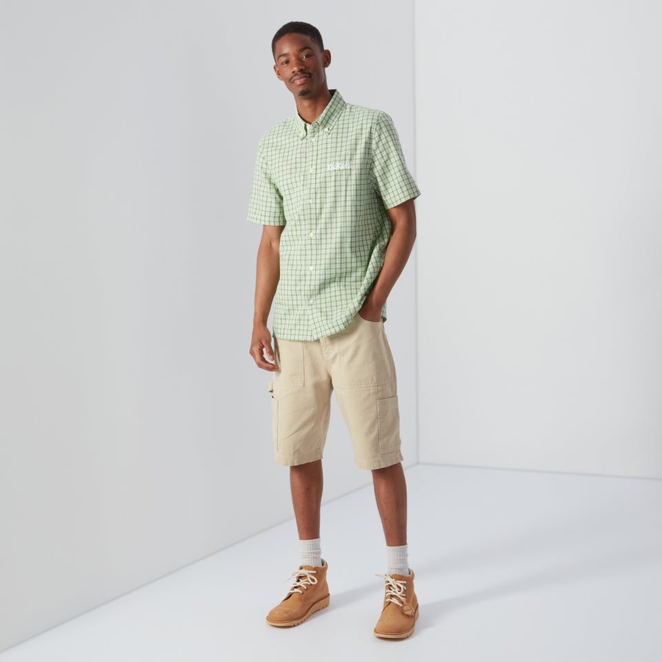 Men's Short Sleeve Check Shirt Green