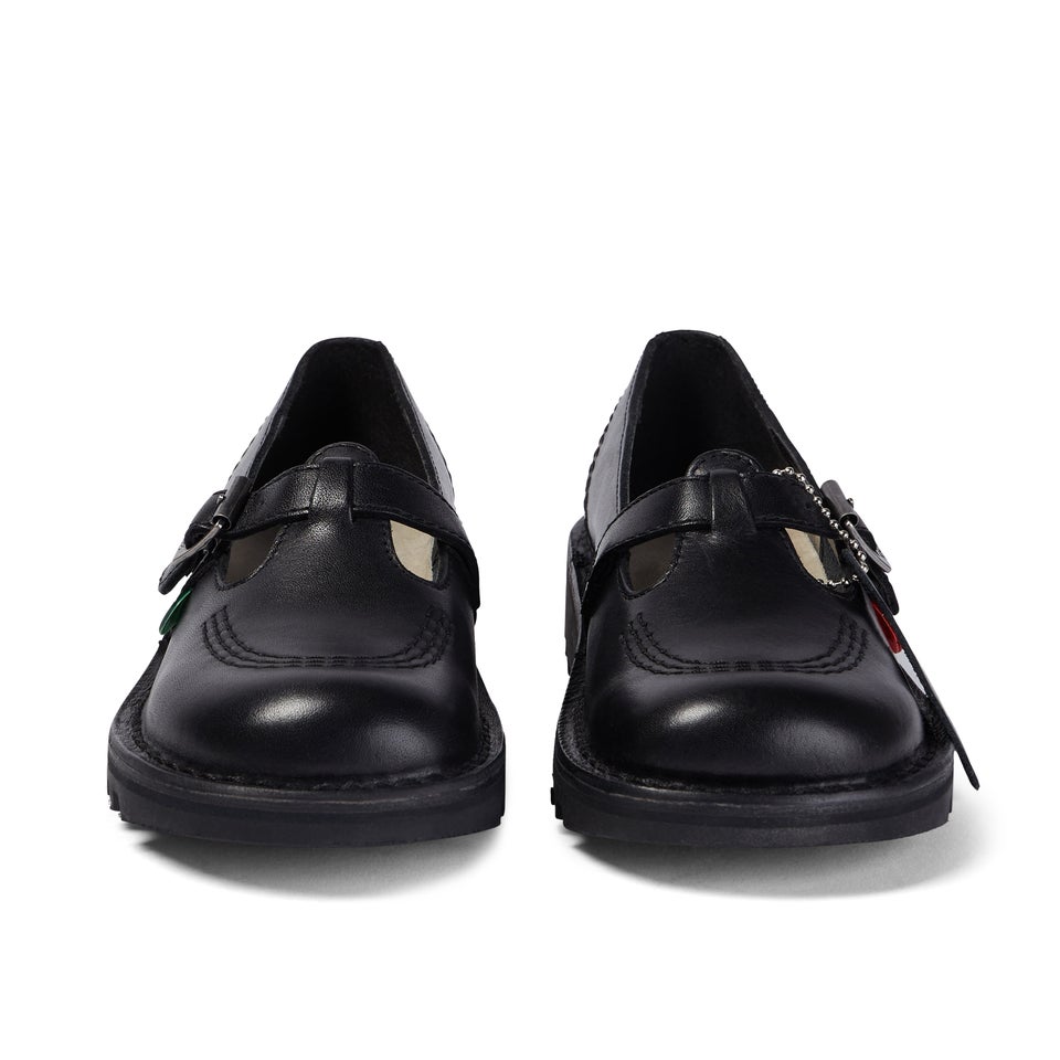 Adult Womens Kick Lo T-bar Leather Black