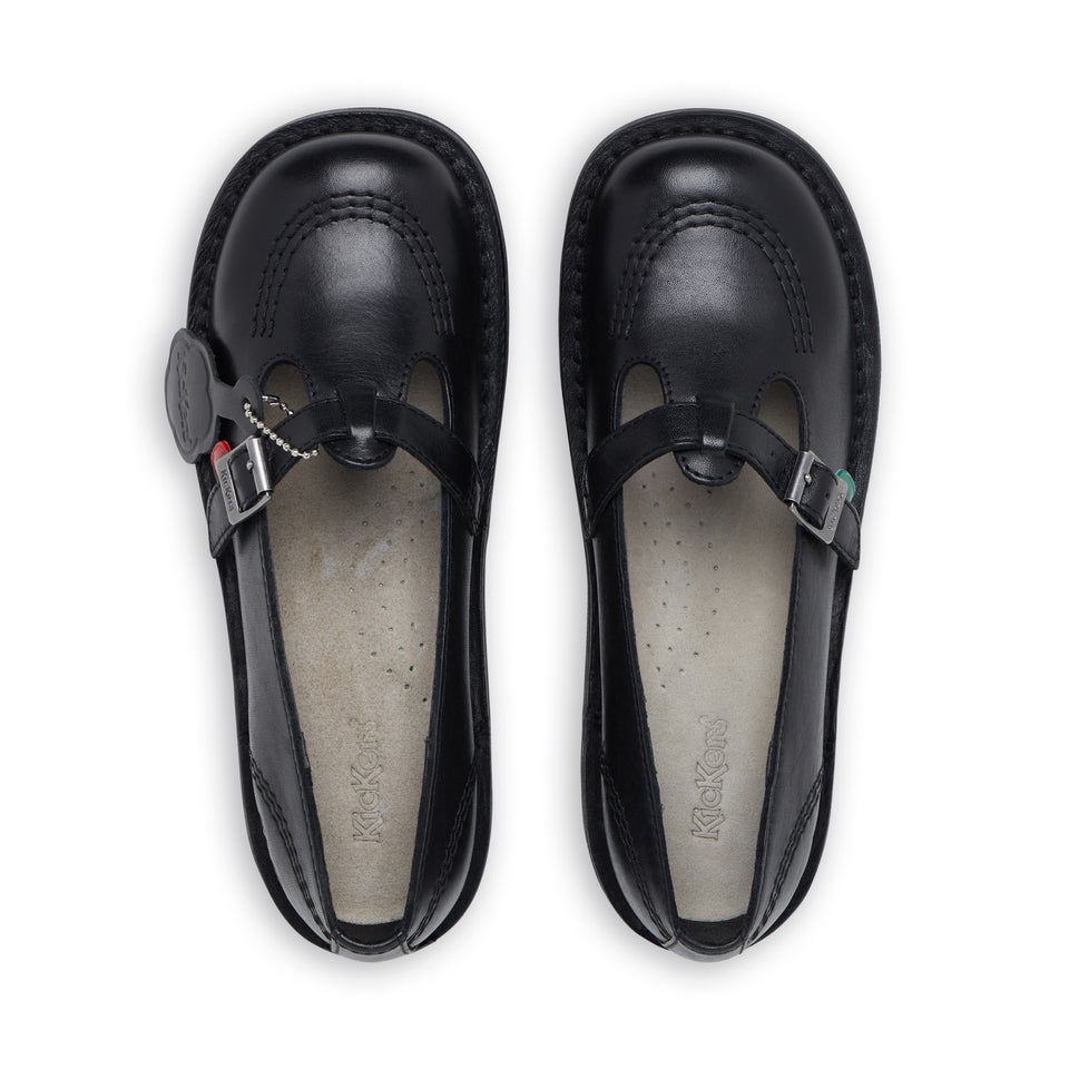 Adult Womens Kick Lo T-bar Leather Black