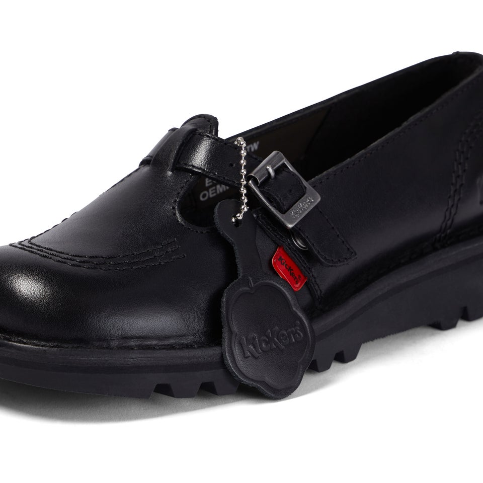 Adult Womens Kick Lo T-bar Leather Black