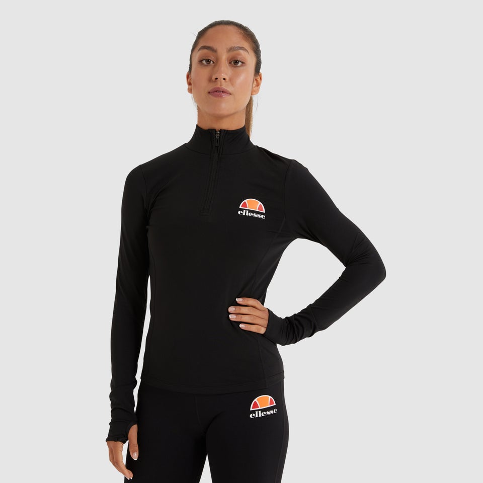 Sofira 1/4 Reißverschluss Top Schwarz für Damen
