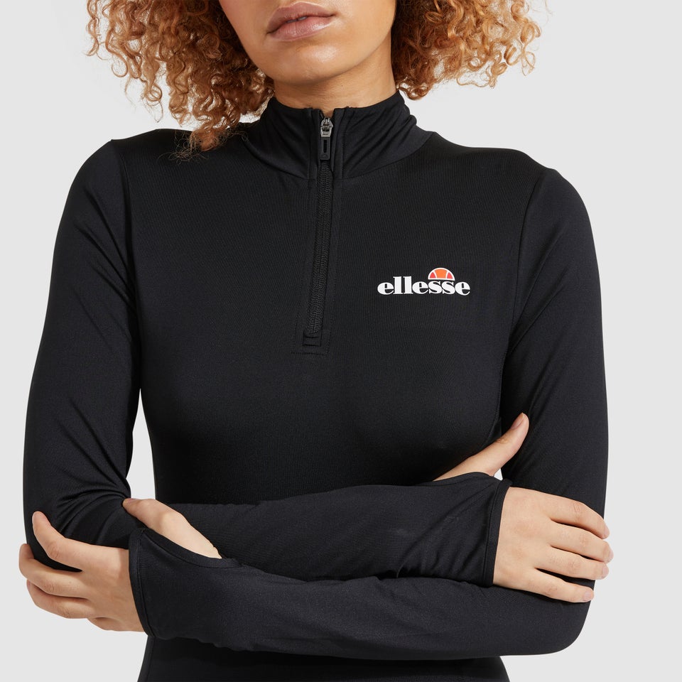 Sofira 1/4 Reißverschluss Top Schwarz für Damen