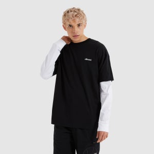 Doubled Langarm-T-Shirt Schwarz