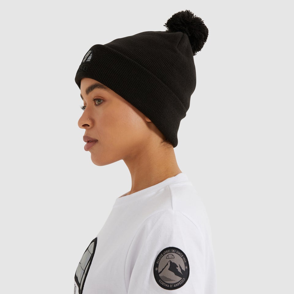 Santi Pom Pom Beanie Black