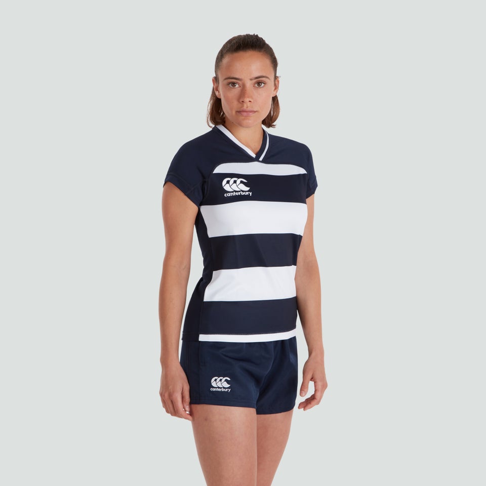 Womens Vapodri Evader Hooped Jersey Navy