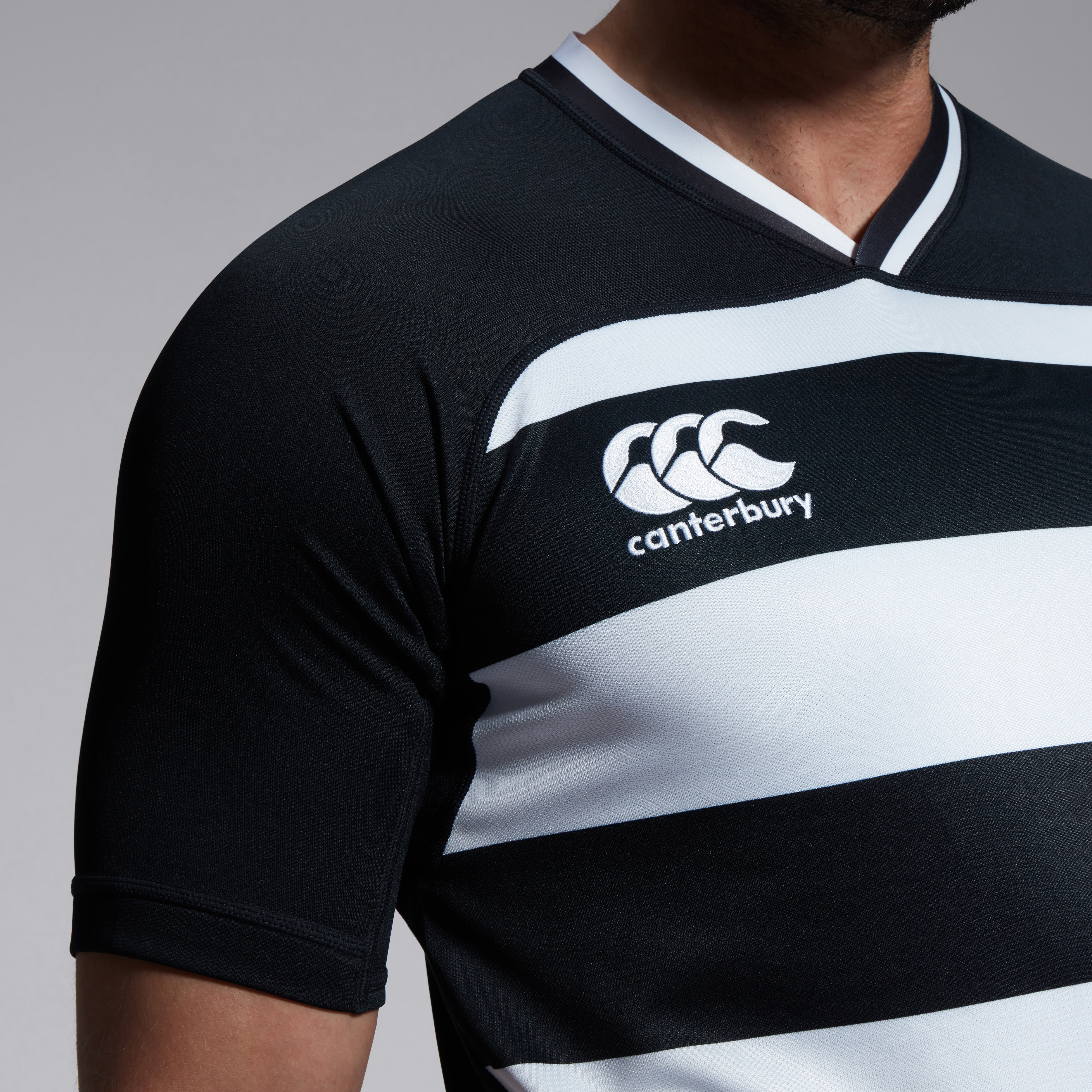 Mens Vapodri Evader Hooped Jersey Black | Canterbury