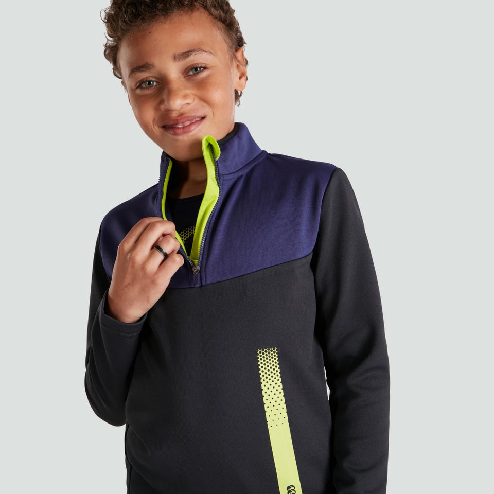 Junior Unisex 1/4 Zip Poly Fleece Blue