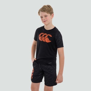 Junior Unisex Vapodri Print Sleeve Large Logo Tee Black