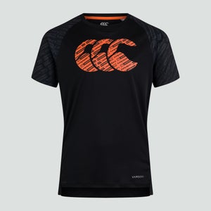 Junior Unisex Vapodri Print Sleeve Large Logo Tee Black