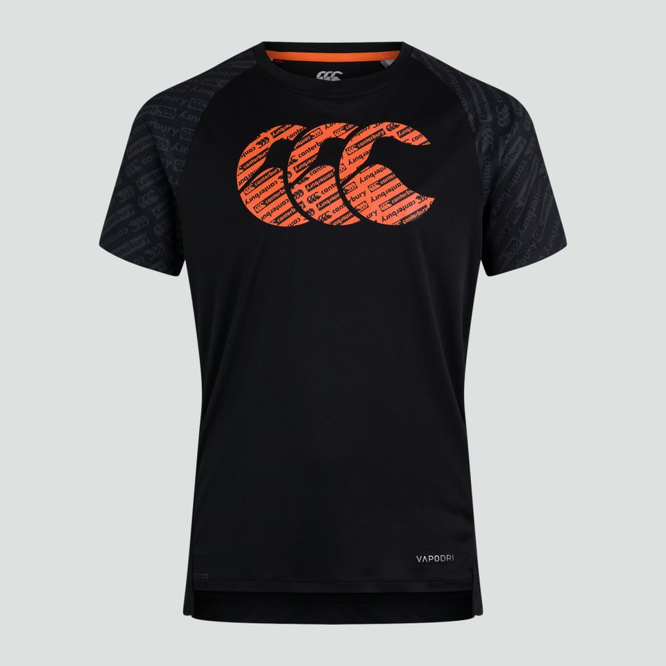 Junior Unisex Vapodri Print Sleeve Large Logo Tee Black