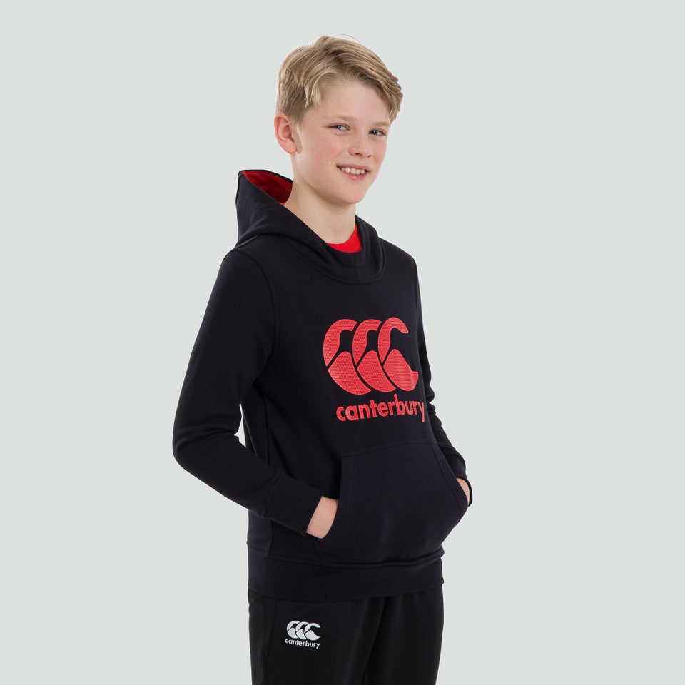 Junior Unisex Overhead Large Logo Hoody Black