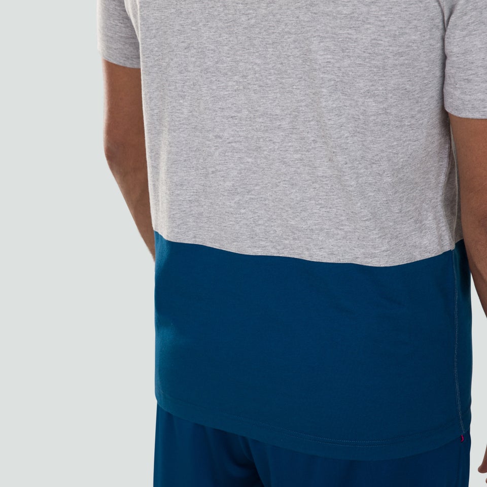 Mens Colour Block Logo Tee Grey
