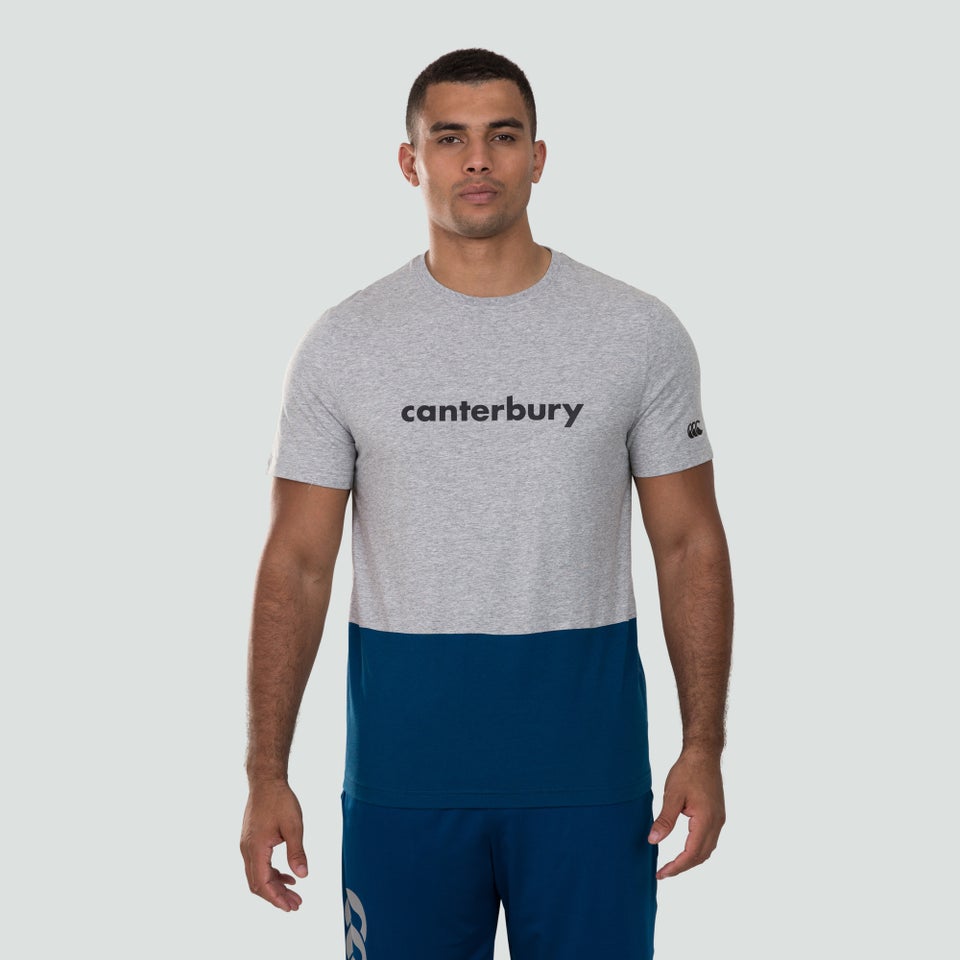 Mens Colour Block Logo Tee Grey