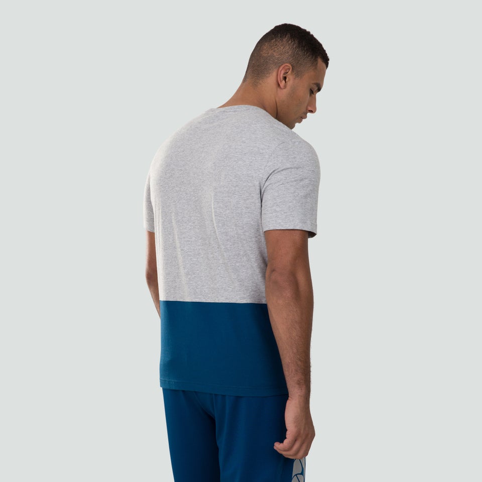 Mens Colour Block Logo Tee Grey