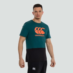 Mens Colour Block Logo Tee Green