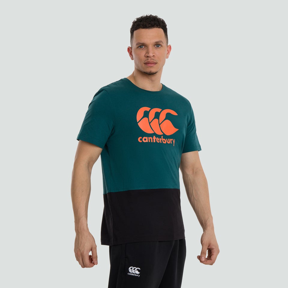 Mens Colour Block Logo Tee Green