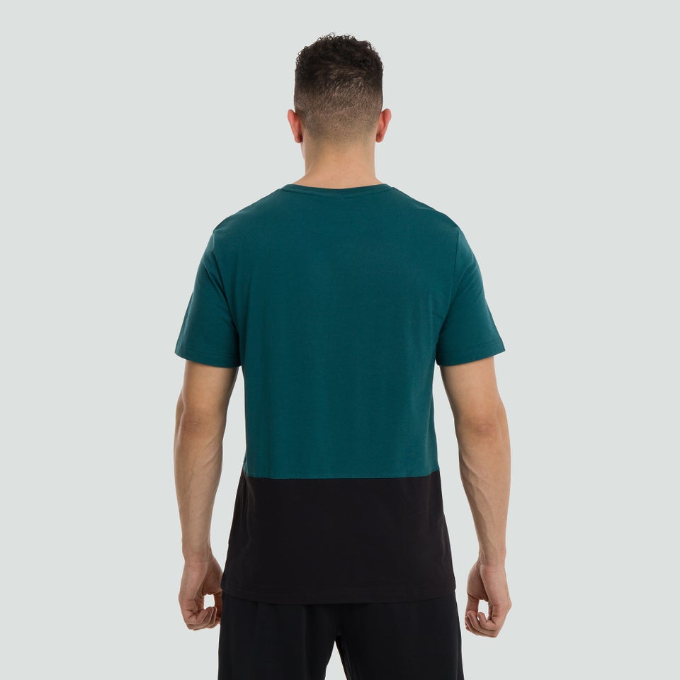 Mens Colour Block Logo Tee Green